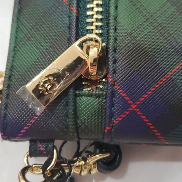 Nanette Lepore 3pc navy tartan lipstick pink green blue‎ plaid wallet set - Picture 8 of 11